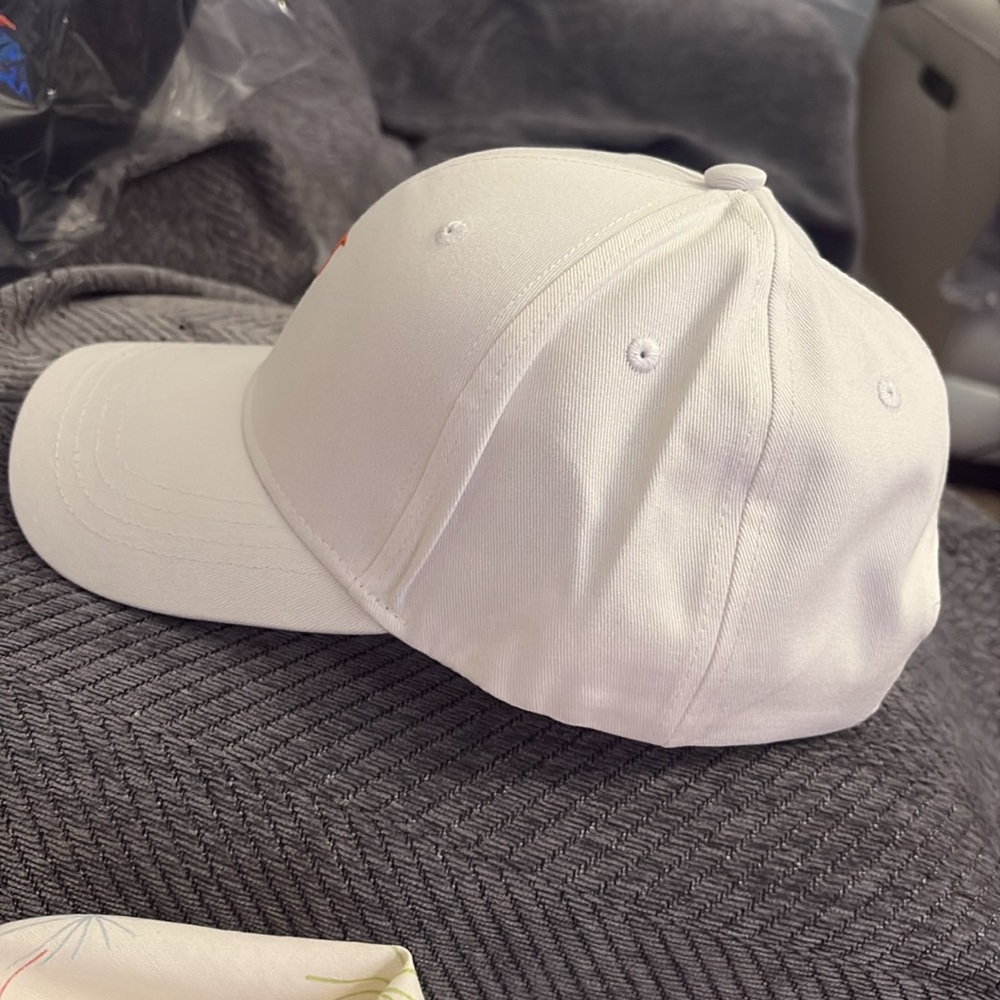 White Men's Cap with Orange Logo - Picture 5 of 5